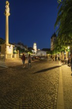 Night shot of the plague column column commemorating the victims of the plague at the beginning of