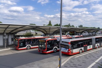 Bus station at Wiesdorf Leverkusen Mitte railway station, buses of the local transport company