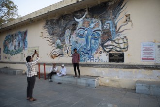 Wall painting, street art, Udaipur, Rajasthan, India