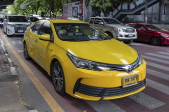 Road traffic taxi, Bangkok, Thailand