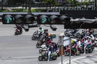 Road traffic traffic light green, Bangkok, Thailand