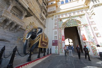 Elephant sculpture in the City Palace, Udaipur, Rajasthan, India