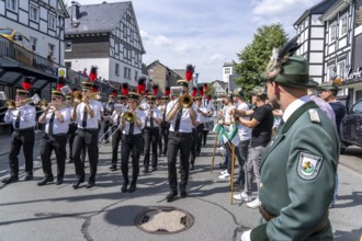 Shooting festival in Bad Fredeburg, in the Sauerland region, marching of the shooting companies in