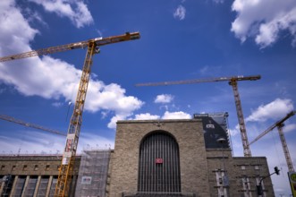 Old Bonatzbau station, construction cranes, Züblin, construction site, Stuttgart 21 underground