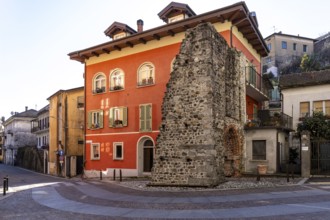 Porta Romana town gate from the 11th century, Omegna, Province of Novara, Piedmont, Italy
