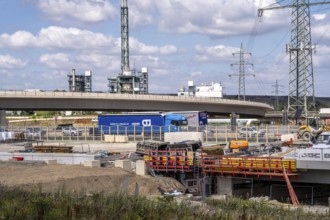 Motorway construction site at the Leverkusen-West junction, A1 and A59 motorways, new construction,
