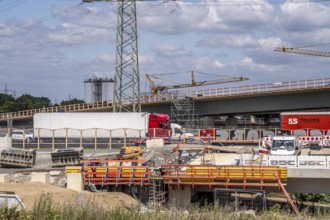 Motorway construction site at the Leverkusen-West junction, A1 and A59 motorways, new construction,