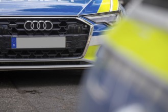 Close-up of a police car as a symbolic image for a police operation