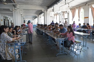Pilgrims' meal at the Adinath temple in Ranakpur, Jain temple, Rajasthan, India