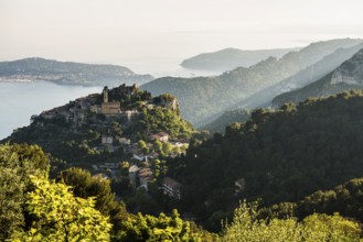 Picturesque mountain village overlooking the sea, Èze, Cote d'Azur, Alpes-Maritimes,