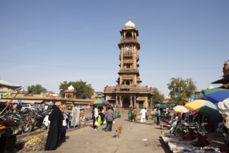 Ghanta Ghar clock tower in Sandar Market Girdikot, old town of Jodhpur, Rajasthan, India