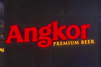 Neon lights, Pub Street in the evening, entertainment district with bars and restaurants, Siem