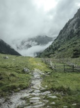 Historic mule track, Windbachtal, Krimmler Tauern, Pinzgau, Salzburg, Austria