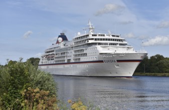 MS EUROPA, cruise ship EUROPA sailing in the Kiel Canal, NOK, Kiel Canal, Kielkanal,