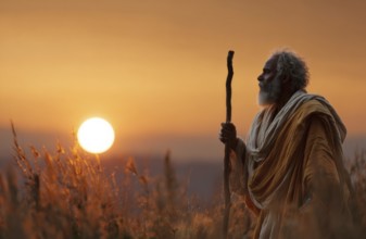 Bible legend of Abraham sacrificing his sun for god, AI generated