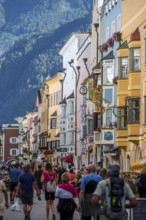 Old town, colourful houses in the main street, old town, Sterzing, South Tyrol, Italy