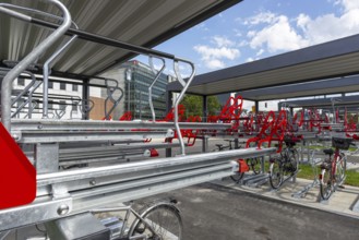 Bicycle parking facility, Ulm, Swabian Alb, Baden-Württemberg, Germany