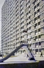 Low cost housing high rise blocks of flats, New Kowloon, Hong Kong, Asia 1965