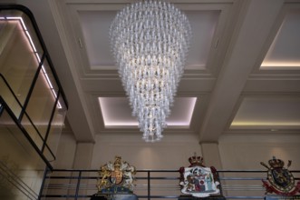 Chandelier consisting of 860 champagne glasses, reception hall, entrance area, headquarters of the