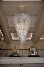 Chandelier consisting of 860 champagne glasses, reception hall, entrance area, headquarters of the