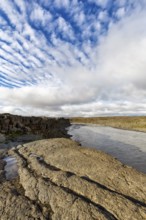 River Jökulsa a Fjöllum flows through canyon, rock formation, North Iceland, Iceland