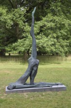 Sculpture Mont Parnassus by Georg Herold 2012, Blickachsen 14, modern art, athletic figure,