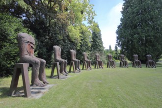 Sculpture Seated Figures by Magdalena Abakanowicz 2010, art installation, modern art, abstract art,