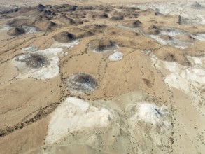 Conical rocks, so-called Prince Albert formations. Aerial view. Drone shot. Southern Namibia