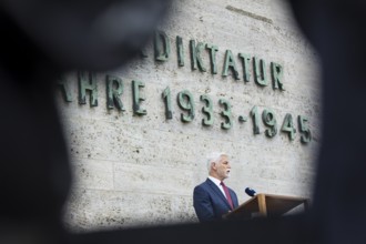 Petr Pavel (President of the Czech Republic) speaks during a visit to the Plötzensee Memorial in