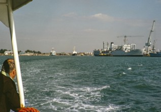 RFA Tarbatness A345 ship, Portsmouth Harbour, Portsmouth, Hampshire, England, UK 1978
