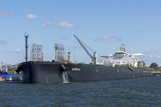 Oil tanker Estrella, overseas harbour, Warnemünde, Rostock, Mecklenburg-Western Pomerania, Germany