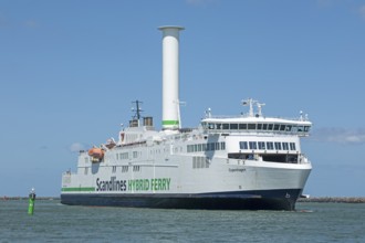 Scandlines Hybrid Ferry arrives, Warnow, Warnemünde, Rostock, Mecklenburg-Western Pomerania,