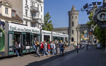 Road traffic, Tram at Nauener Tor, Potsdam, Brandenburg, Germany