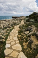 Picturesque wild hiking trail on the coast, Sentier du Littoral, Cap d'Antibes, Antibes, Provence