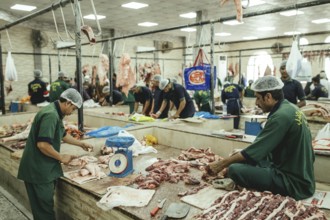 Market hall, section of camel butchers, Salalah, Dhofar, Oman