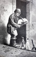 Zampagnaro a traditional Italian shepherd figure that is often depicted in nativity scene scenes.