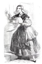 Waffle baker, cake baker, delivering her wares, 1888, Friesland, Germany, Historical, digitally