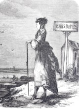 The cane and its use, as a fashion prop in a French seaside resort, 1888, Historical, digitally