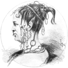 Headdress of a woman from the Peul tribe, Fulbe, nomadic people in Central Africa, around 1880,