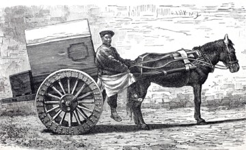 Horse-drawn cart of a Chinese farmer, digitally enhanced reproduction of a 19th century model,