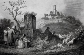 The Altenburg in Bamberg in the Middle Ages, Upper Franconia, Bavaria, Germany, digitally enhanced