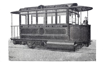 Tramcar system Mekarski, driven by compressed air, compressed air tram, around 1900, Paris, France,