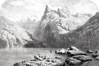 View of Lake Lucerne in 1888, Switzerland, Historical, digitally enhanced reproduction of a 19th