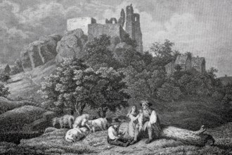 Altenstein Castle in the Middle Ages, castle ruins in Altenstein, district of Haßberge in Lower