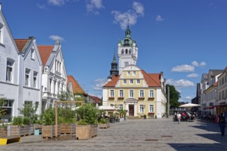 The town hall square with the town hall in the old town centre of Verden. Verden, Lower Saxony,