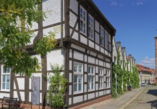 Half-timbered house on the town hall square in the old town centre of Verden. Verden, Lower Saxony,
