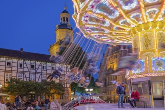Fair on market square illuminates Rinteln Schaumburg Germany