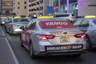 Road traffic taxi, Abu Dhabi, United Arab Emirates