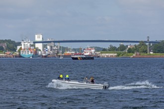 Holtenau High Bridges, entrance to Kiel Canal, Kiel Fjord, Kiel, Schleswig-Holstein, Germany