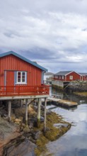 Scenic fishing village A in Lofoten Islands with authentic fishermen sheds and museum